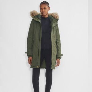 Aritzia TNA Olive Golden The Summit Parka with Fur Hood Size XS